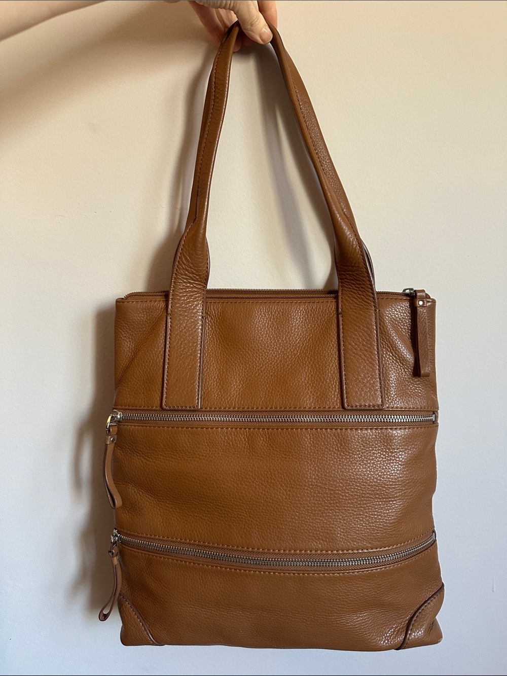Fossil Jean Tote Cognac Brown Leather Bag